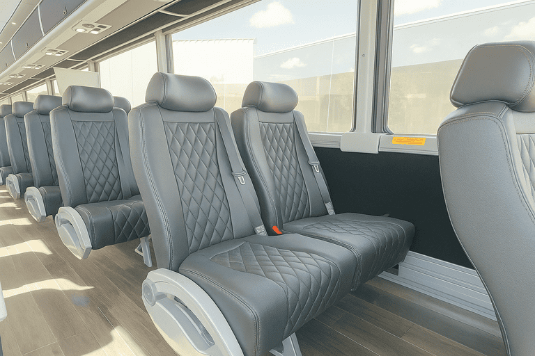 interior of Columbus Coach Bus Service charter bus
