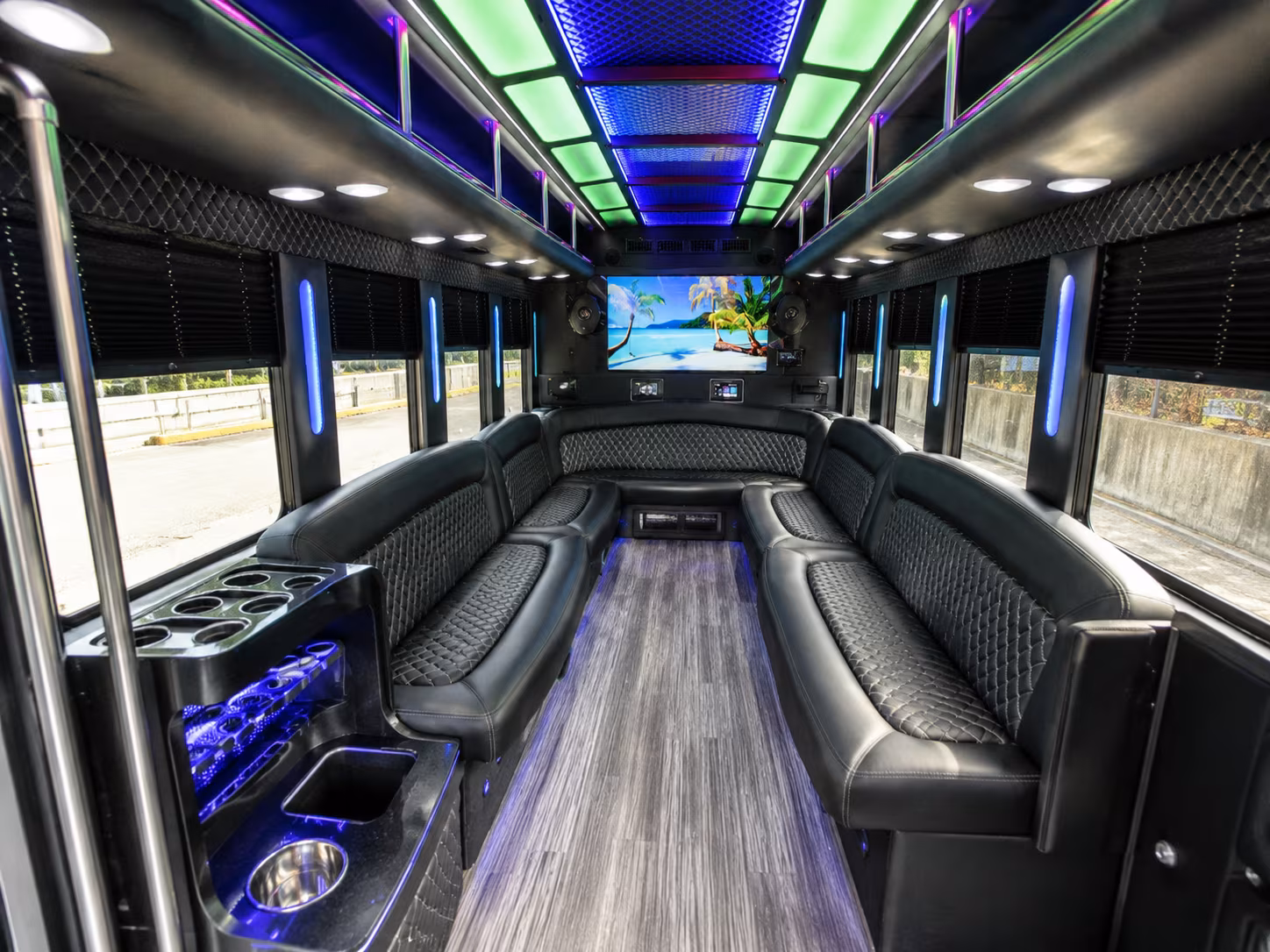 columbus 18 passenger party bus inside