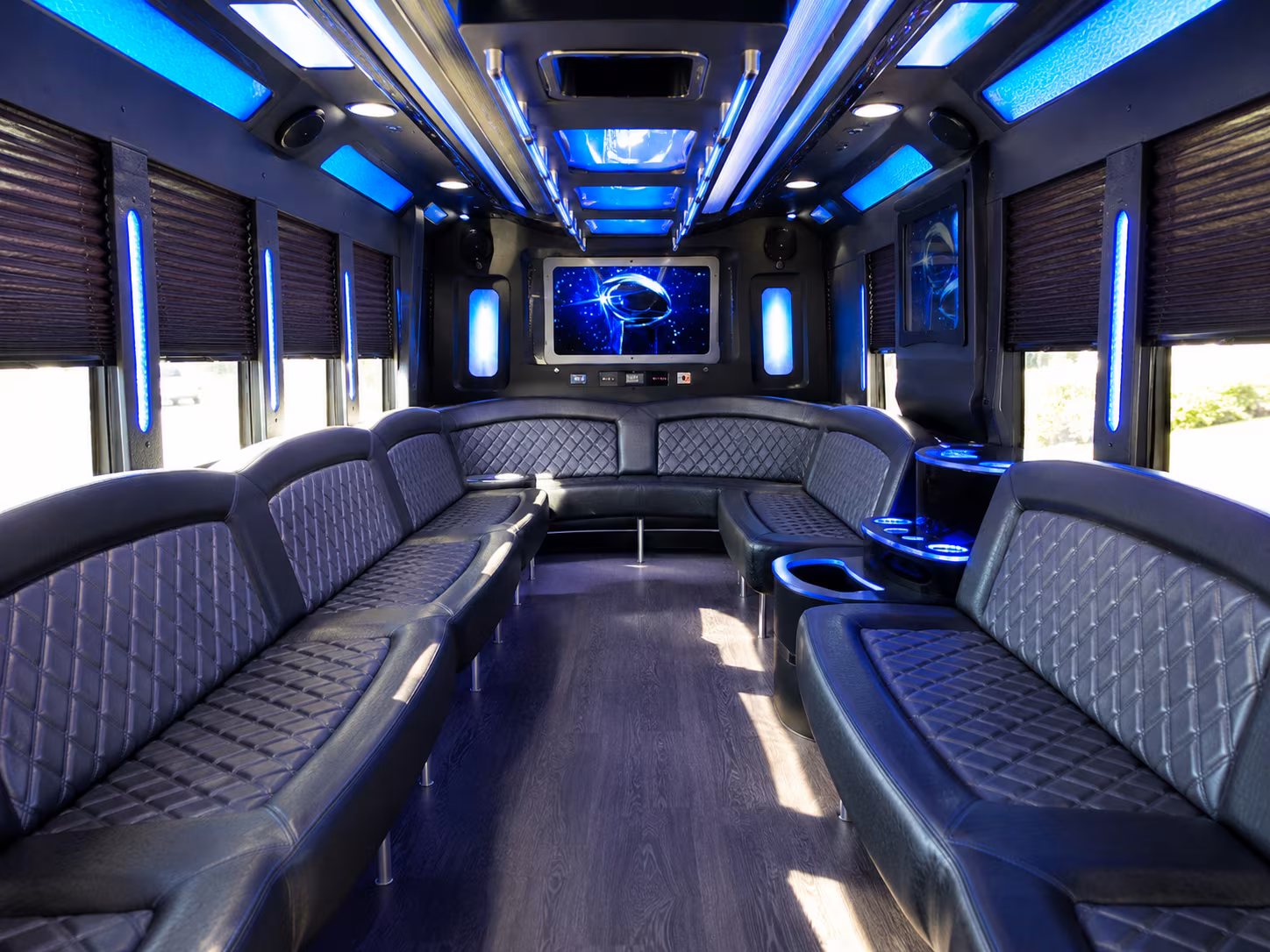 columbus 28 passenger party bus inside